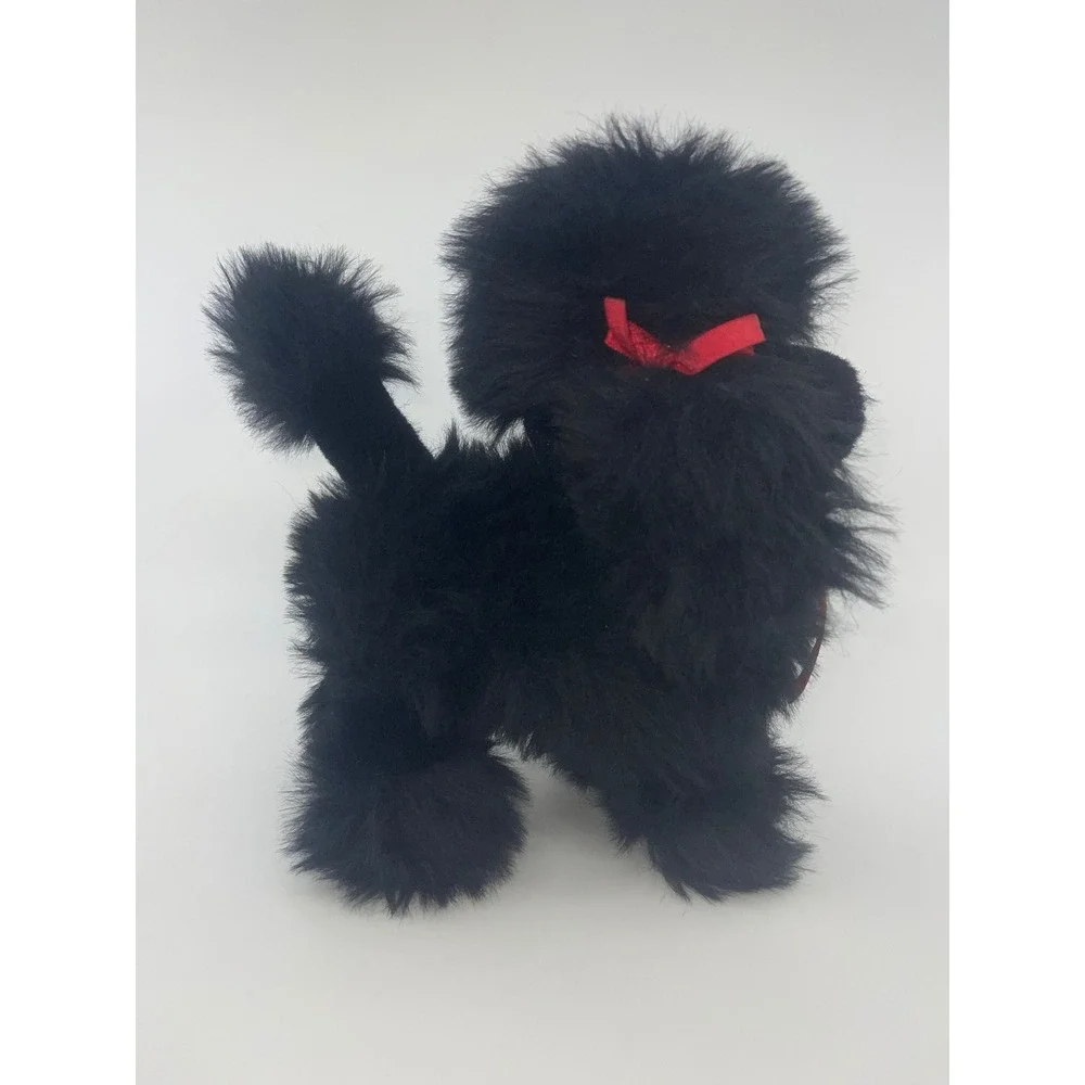 Vtg The Westcliff Collection Black Poodle Plush‎ Toy Red Bows Made in Korea 10